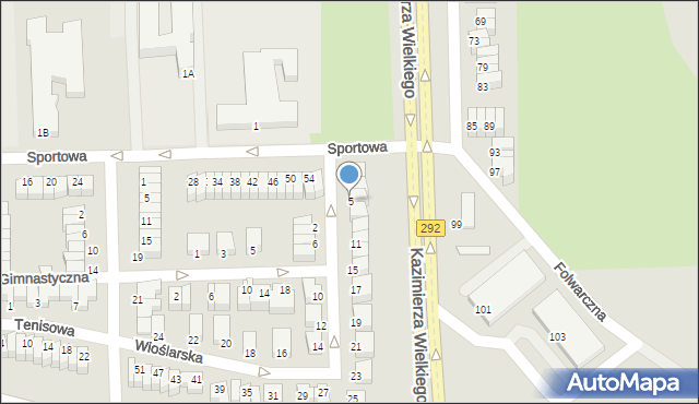 Głogów, Wioślarska, 5, mapa Głogów