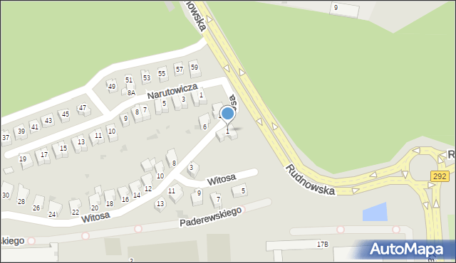 Głogów, Witosa Wincentego, 1, mapa Głogów