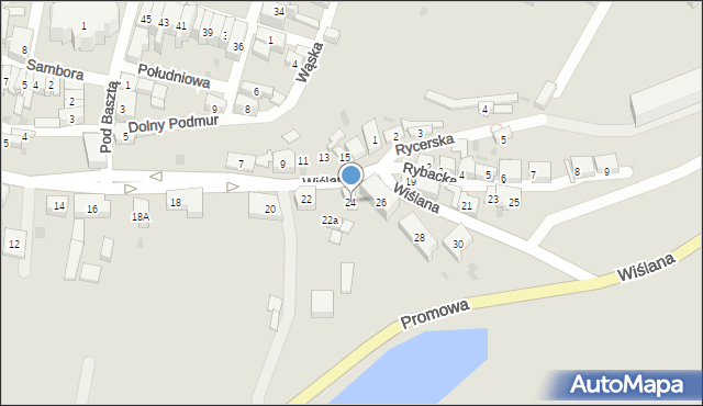 Gniew, Wiślana, 24, mapa Gniew