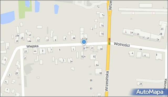 Gniezno, Wiejska, 1b, mapa Gniezna