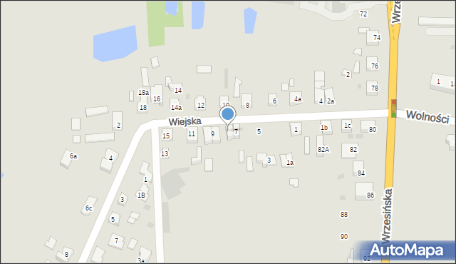 Gniezno, Wiejska, 7a, mapa Gniezna