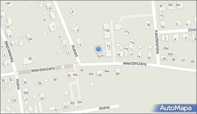 Gniezno, Wierzbiczany, 71, mapa Gniezna