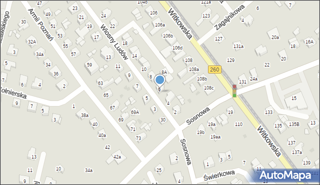 Gniezno, Wiosny Ludów, 6A, mapa Gniezna