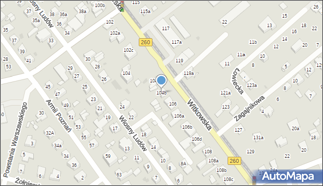 Gniezno, Witkowska, 104b, mapa Gniezna