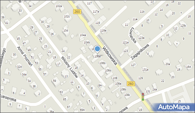 Gniezno, Witkowska, 106a, mapa Gniezna
