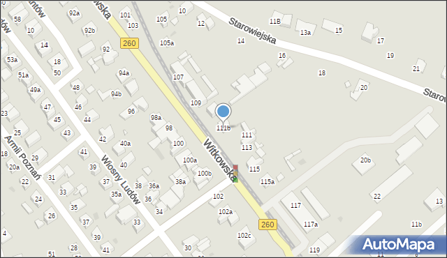 Gniezno, Witkowska, 111b, mapa Gniezna