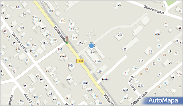 Gniezno, Witkowska, 117, mapa Gniezna