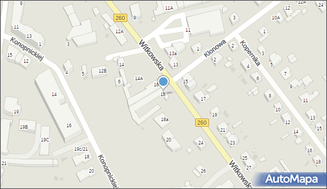 Gniezno, Witkowska, 18, mapa Gniezna