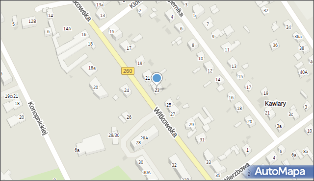 Gniezno, Witkowska, 23, mapa Gniezna