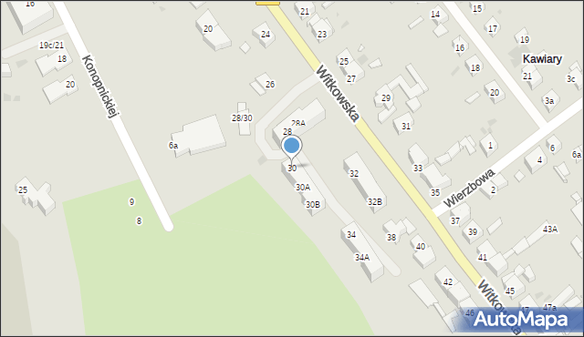 Gniezno, Witkowska, 30, mapa Gniezna