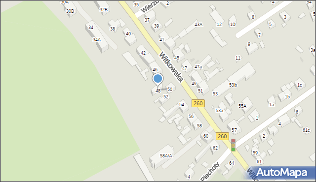 Gniezno, Witkowska, 48, mapa Gniezna