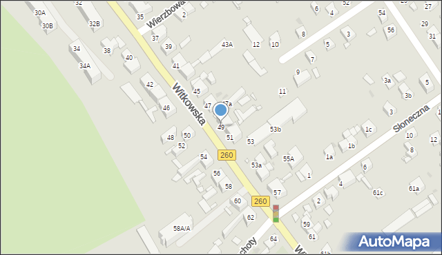 Gniezno, Witkowska, 49, mapa Gniezna