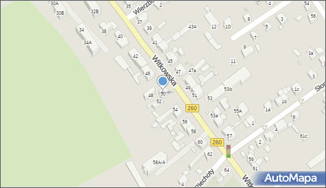 Gniezno, Witkowska, 50, mapa Gniezna