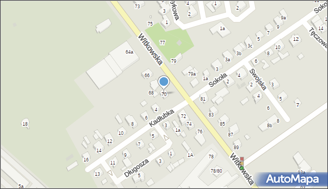 Gniezno, Witkowska, 70, mapa Gniezna