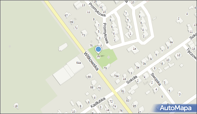 Gniezno, Witkowska, 77, mapa Gniezna
