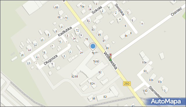 Gniezno, Witkowska, 78, mapa Gniezna