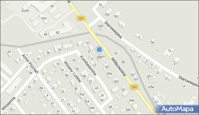 Gniezno, Witkowska, 90b, mapa Gniezna