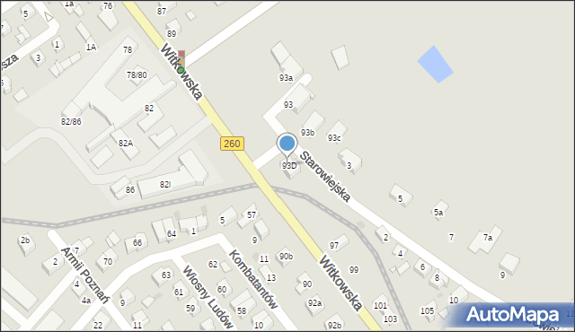 Gniezno, Witkowska, 93D, mapa Gniezna