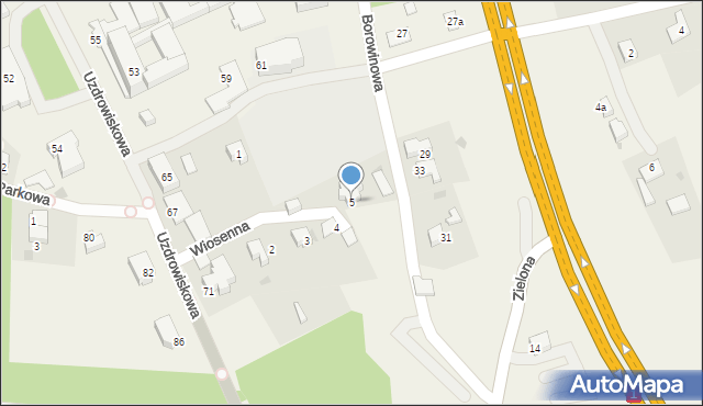 Goczałkowice-Zdrój, Wiosenna, 5, mapa Goczałkowice-Zdrój