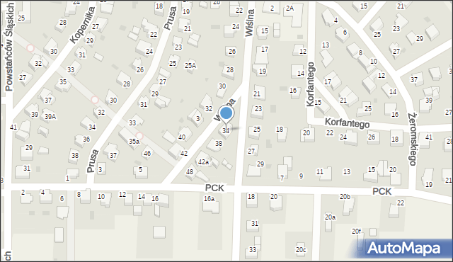 Goczałkowice-Zdrój, Wiślna, 34, mapa Goczałkowice-Zdrój