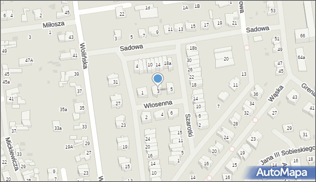 Goleniów, Wiosenna, 3, mapa Goleniów