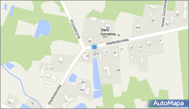 Gorzelnia, Wielkoborska, 23, mapa Gorzelnia