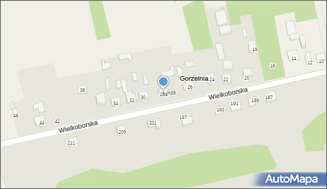 Gorzelnia, Wielkoborska, 28a, mapa Gorzelnia