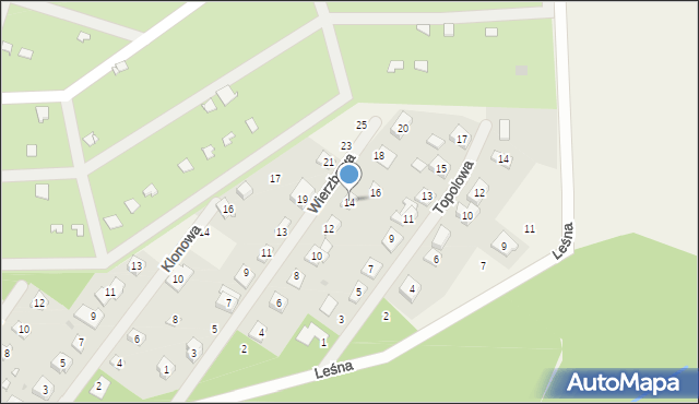 Gorzkie Pole, Wierzbowa, 14, mapa Gorzkie Pole