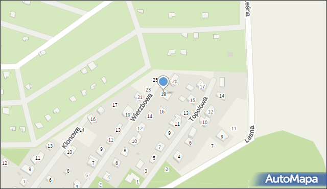 Gorzkie Pole, Wierzbowa, 18, mapa Gorzkie Pole