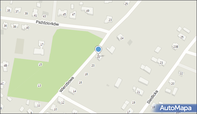 Gorzów Wielkopolski, Wierzbowa, 22, mapa Gorzów Wielkopolski