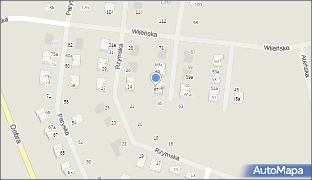 Gorzów Wielkopolski, Wileńska, 67, mapa Gorzów Wielkopolski