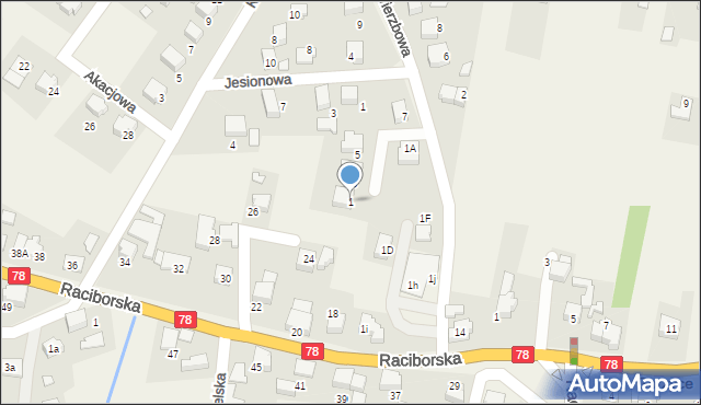 Gorzyce, Wierzbowa, 1, mapa Gorzyce