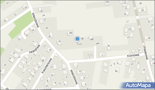 Gorzyce, Wierzbowa, 16c, mapa Gorzyce