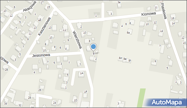 Gorzyce, Wierzbowa, 4, mapa Gorzyce