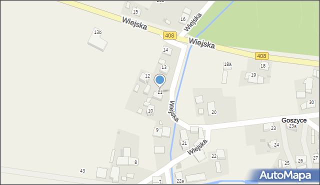 Goszyce, Wiejska, 11, mapa Goszyce