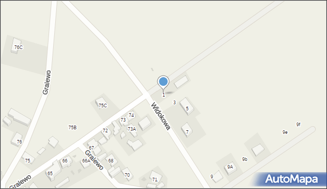Gralewo, Widokowa, 1, mapa Gralewo