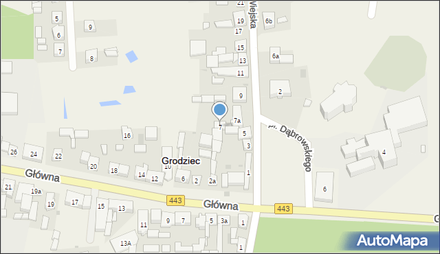 Grodziec, Wiejska, 7, mapa Grodziec