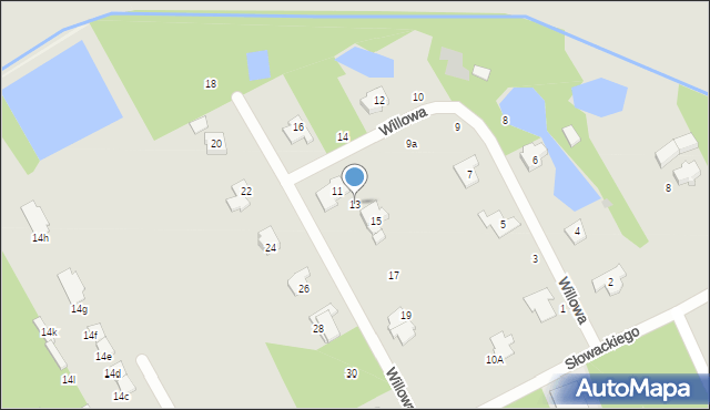 Grodzisk Mazowiecki, Willowa, 13, mapa Grodzisk Mazowiecki
