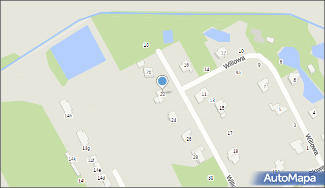 Grodzisk Mazowiecki, Willowa, 22, mapa Grodzisk Mazowiecki