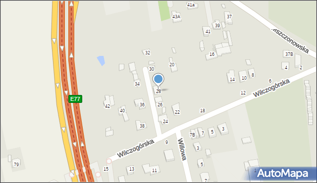 Grójec, Wilczogórska, 28, mapa Grójec