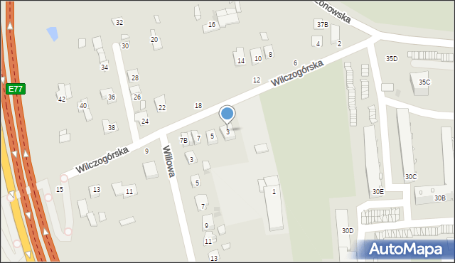Grójec, Wilczogórska, 3, mapa Grójec