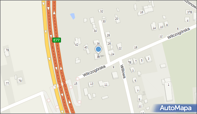 Grójec, Wilczogórska, 38, mapa Grójec