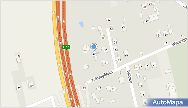 Grójec, Wilczogórska, 40, mapa Grójec