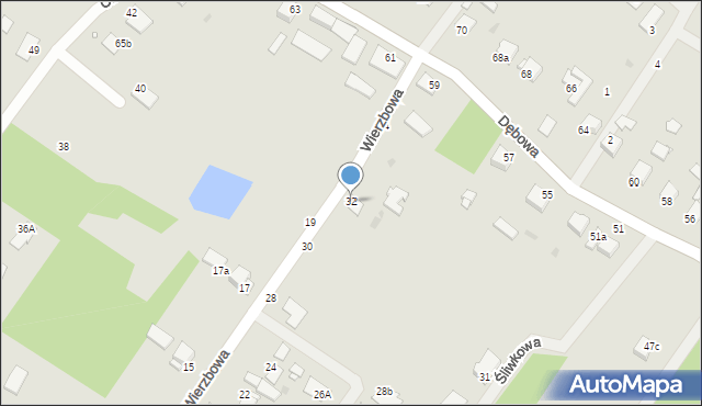 Grudziądz, Wierzbowa, 32, mapa Grudziądza