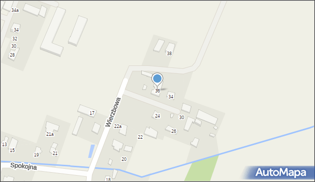 Grzędy, Wierzbowa, 36, mapa Grzędy