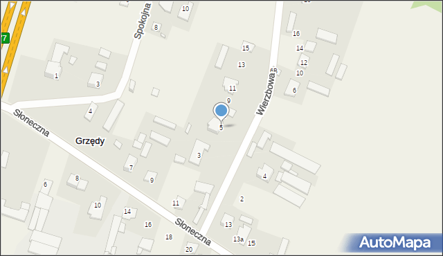 Grzędy, Wierzbowa, 5, mapa Grzędy