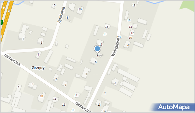 Grzędy, Wierzbowa, 7, mapa Grzędy