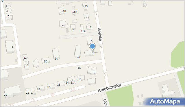 Grzybowo, Wiejska, 3, mapa Grzybowo