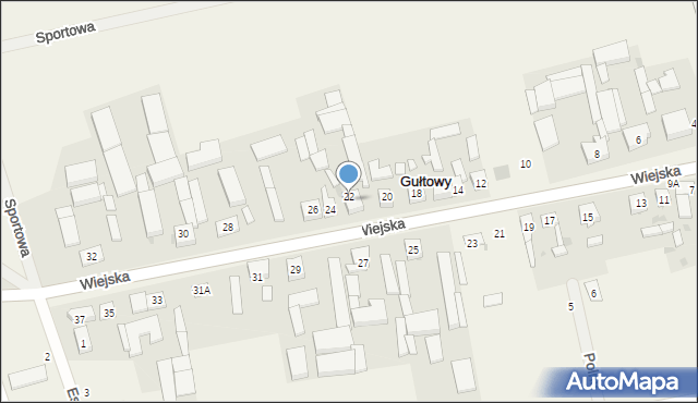 Gułtowy, Wiejska, 22, mapa Gułtowy