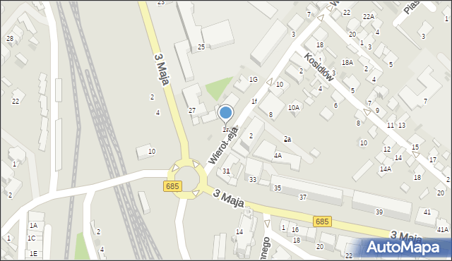 Hajnówka, Wierobieja Ignacego, ks., 1a, mapa Hajnówka